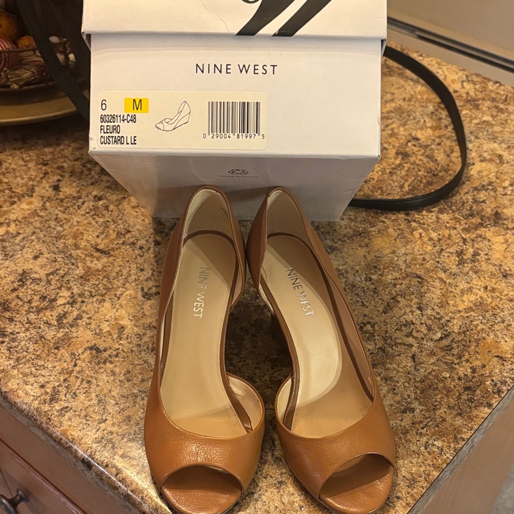 Nine West Women's Brown Peep Toe Heels